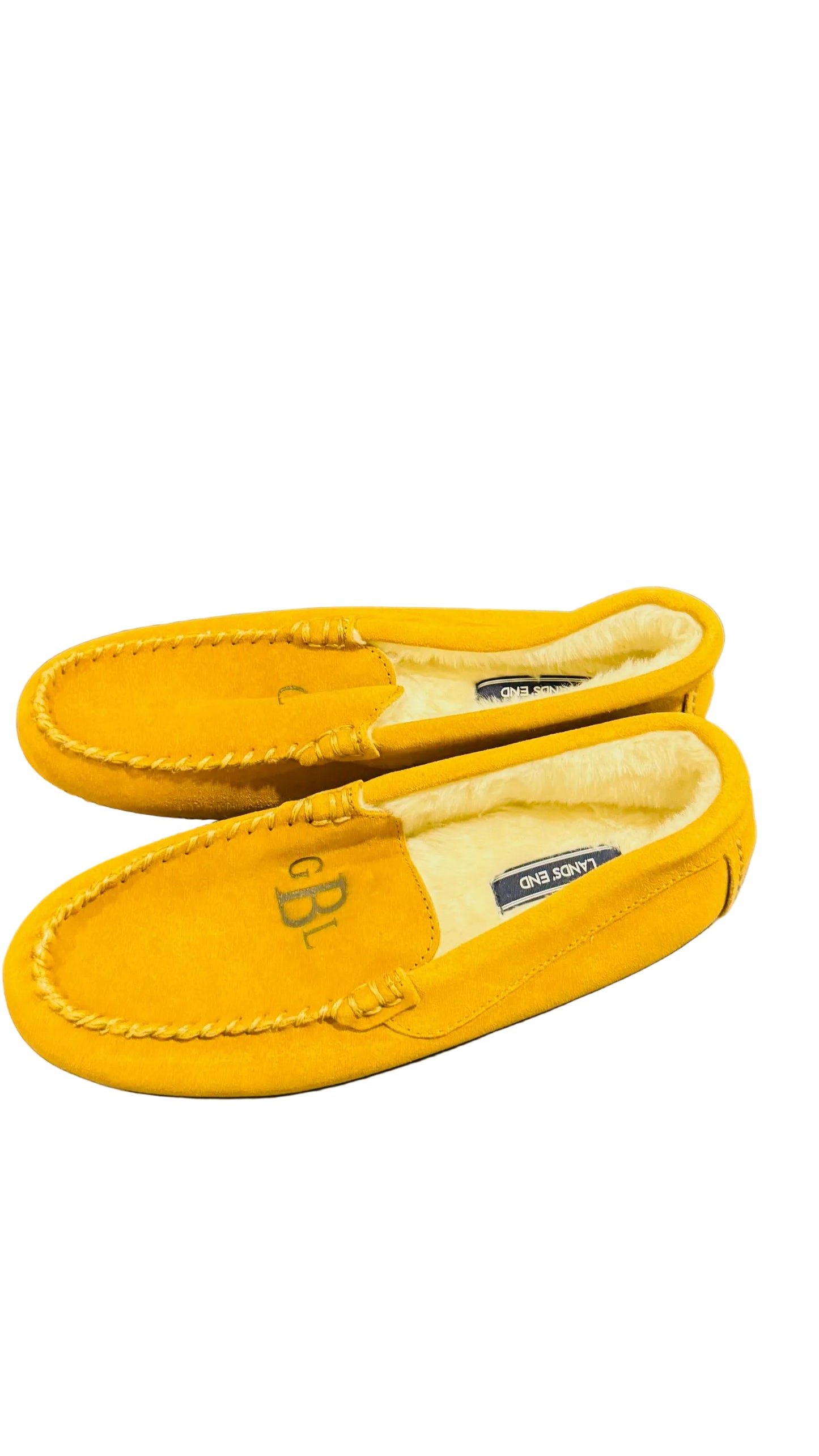 Lands' End Women's Suede Leather Moccasin Slippers English Tan - Size 10