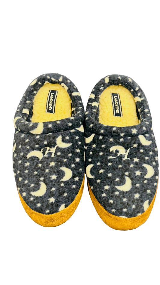 Lands' End Kids Fleece Clog Slippers Ivory Moon - Size 4