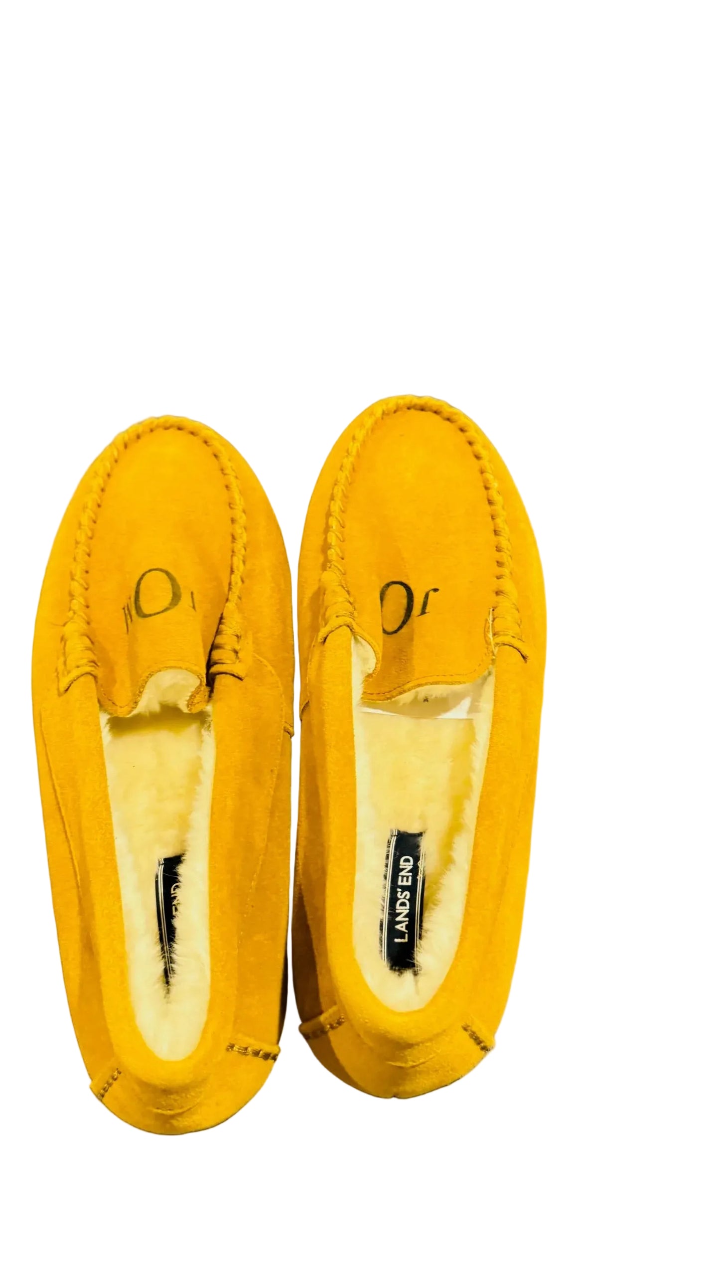 Lands' End Women's Suede Leather Moccasin Slippers English Tan - Size 11