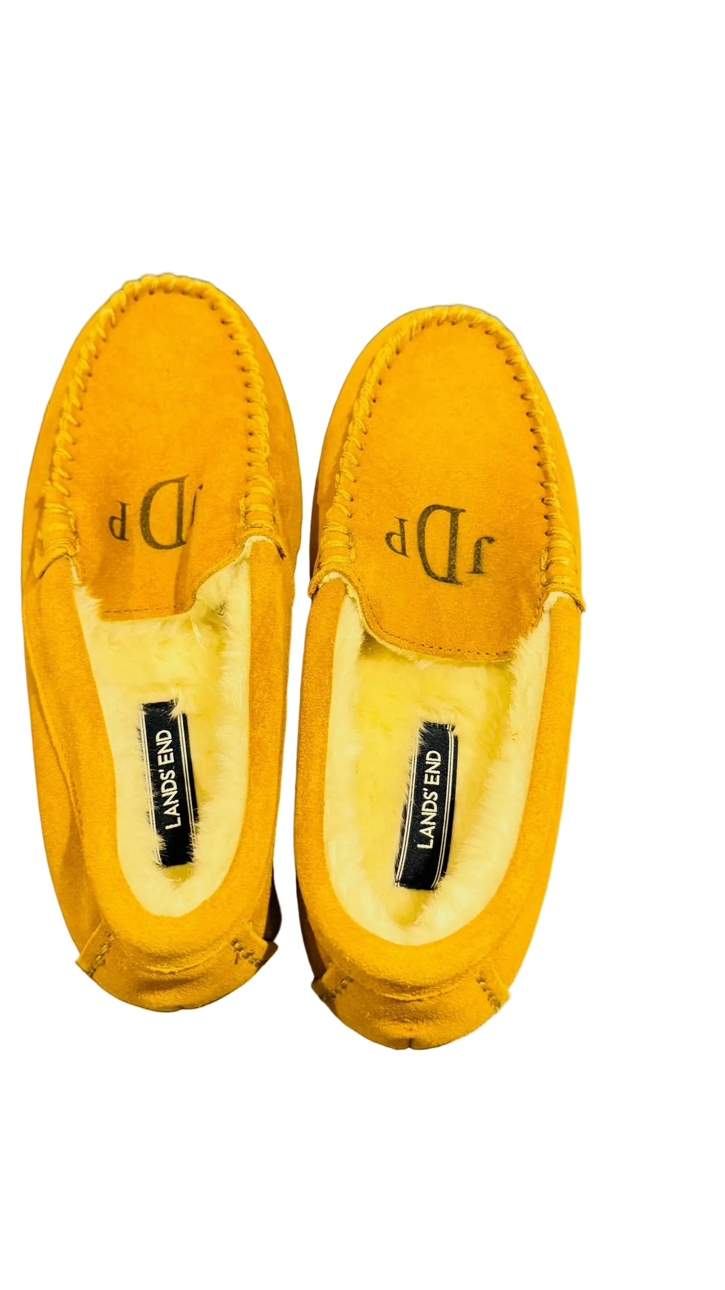 Lands' End Women's Suede Leather Moccasin Slippers English  Tan - Size 6