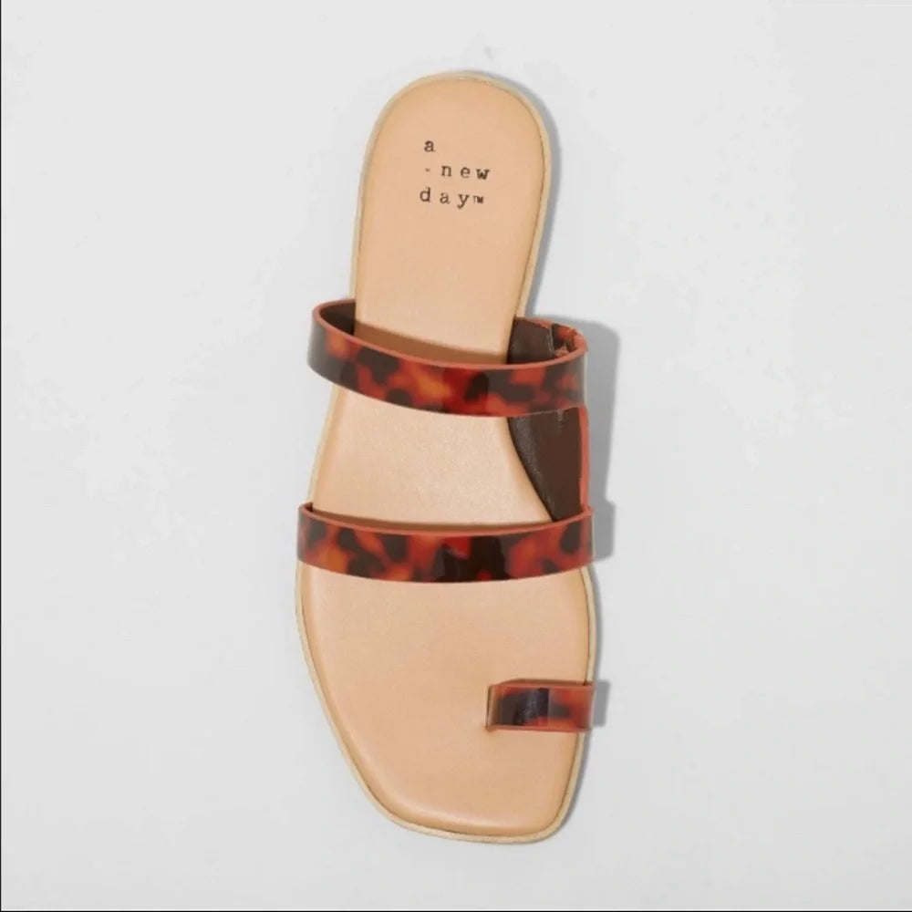Marilyn Tortoise Print Toe Loop Sandal - A New Day - CHOOSE SIZE
