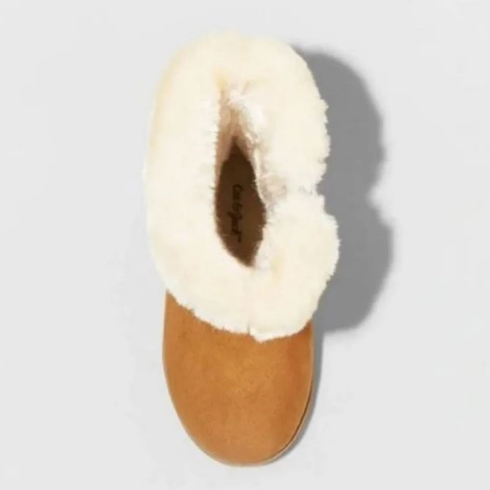 Toddler Girls’ Leah Zipper Slip-On Shearling Boots Cognac- Cat & Jack - CHOOSE SIZE