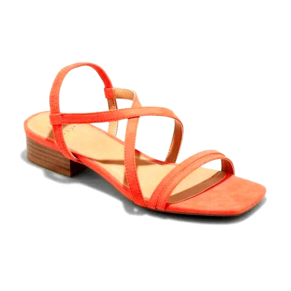 Women's Meadow Thin Strap Low Block Heel Sandals A New Day Coral Red - Size 6.5