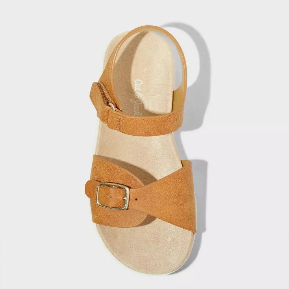 Cat & Jack Toddler Girls Shaelyn Footbed Sandals Cognac - CHOOSE SIZE
