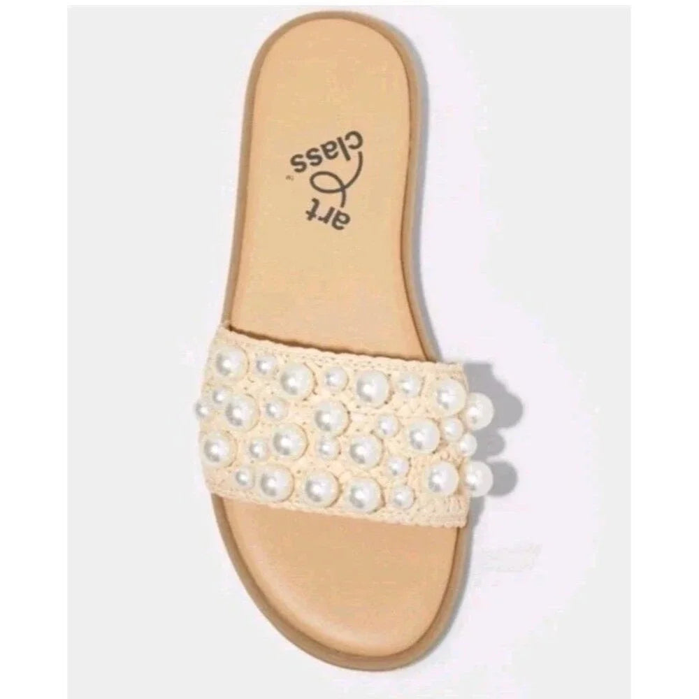Girls Heather Pearl Comfort Footbed Slide Sandals Art Class͐  - SIZE 5