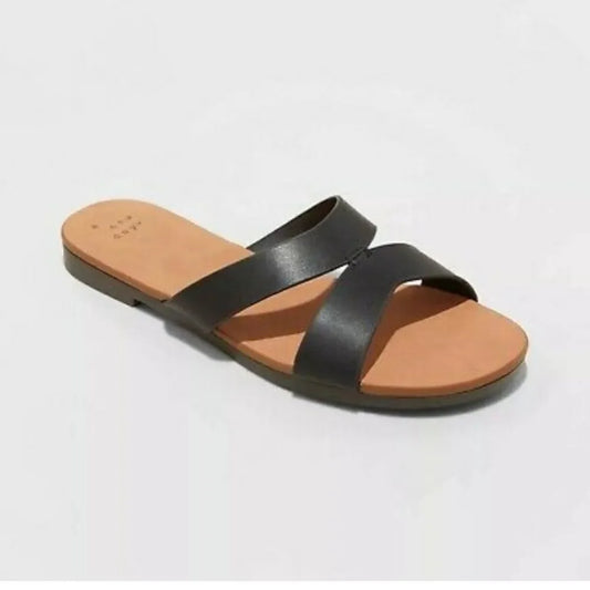 Women's A New Day Catie Black Slip-on Sandals- CHOOSE SIZE