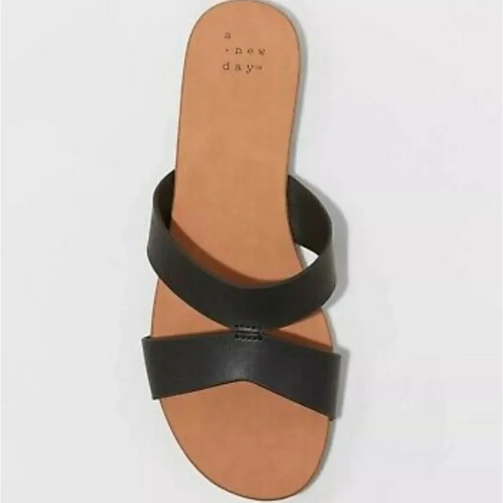 Women's A New Day Catie Black Slip-on Sandals- CHOOSE SIZE