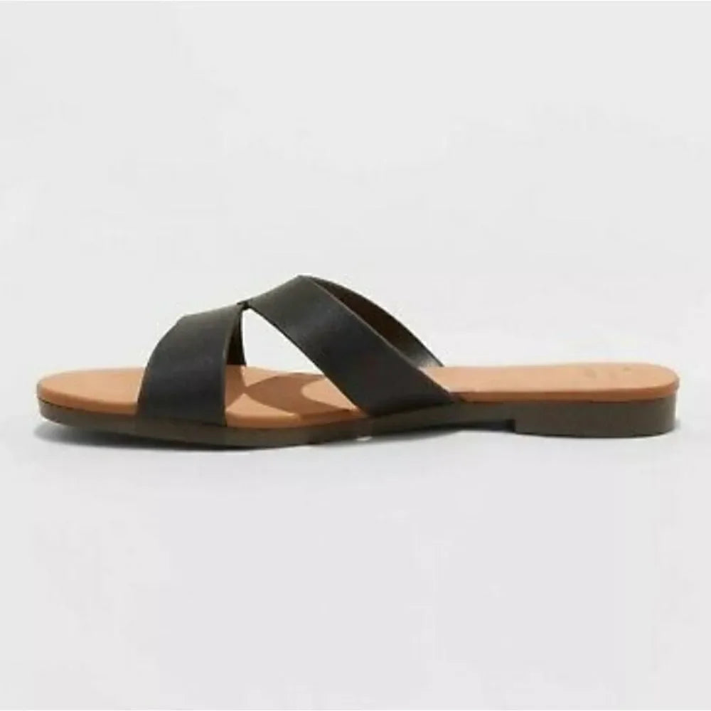 Women's A New Day Catie Black Slip-on Sandals- CHOOSE SIZE