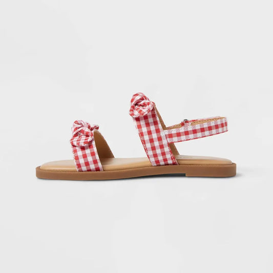 Cat & Jack Toddler's Lillie Gingham Open Toe Sandals Red-CHOOSE SIZE