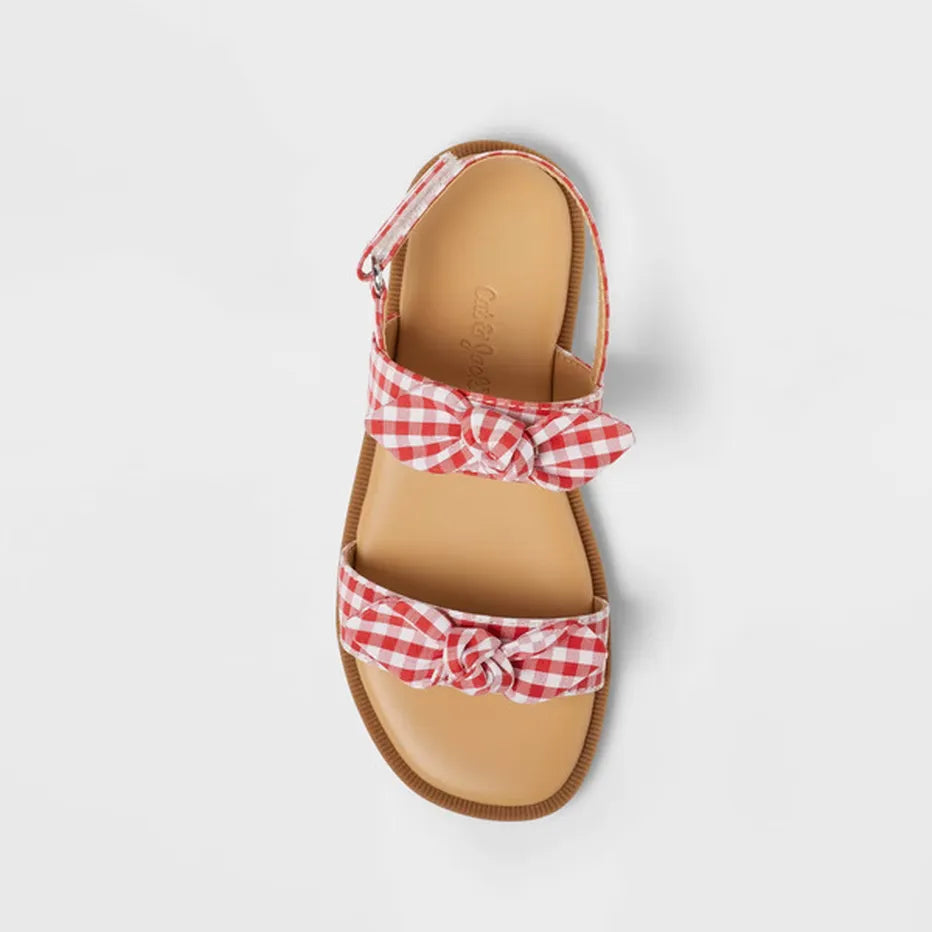 Cat & Jack Toddler's Lillie Gingham Open Toe Sandals Red-CHOOSE SIZE