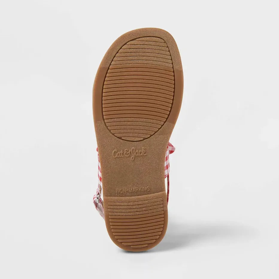 Cat & Jack Toddler's Lillie Gingham Open Toe Sandals Red-CHOOSE SIZE