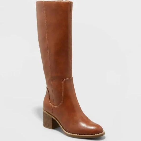 Universal Thread Women’s Tatiana Heeled Riding Boots Cognac -CHOOSE Sz