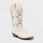 Kids' Emberly Embroidered Western Boots art class Ivory - CHOOSE SIZE