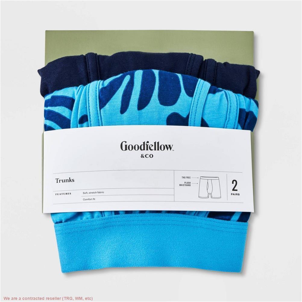 Goodfellow & Co Men's  Floral Leaf Print Trunks Blue/Navy 2Pk- CHOOSE Sz