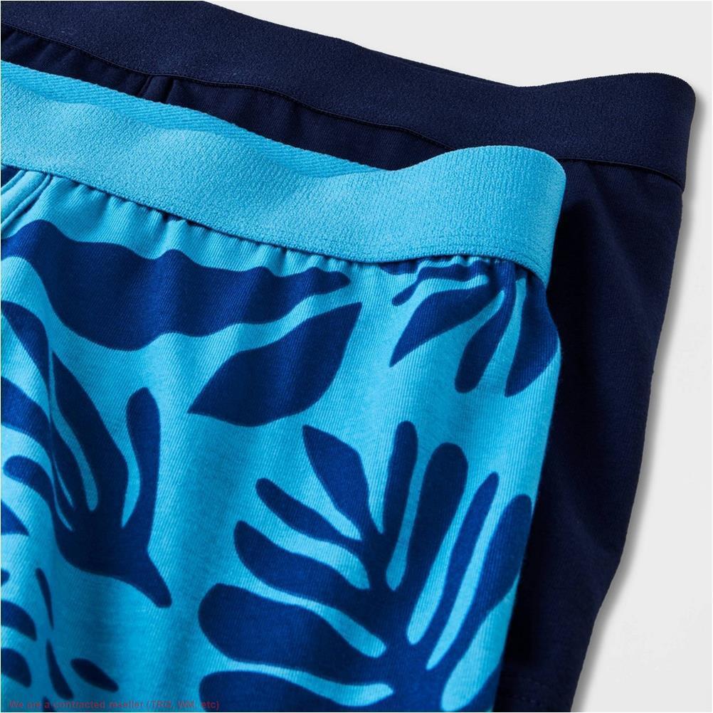 Goodfellow & Co Men's  Floral Leaf Print Trunks Blue/Navy 2Pk- CHOOSE Sz