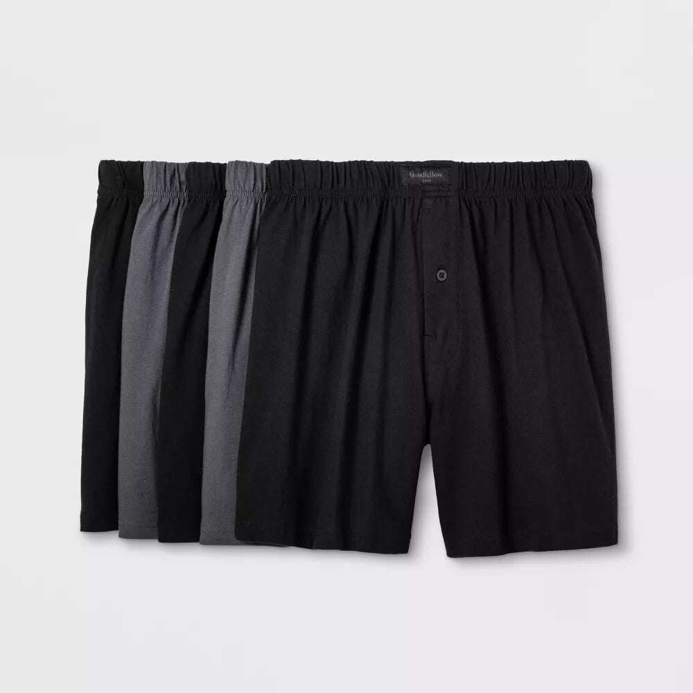 Goodfellow & Co Men's  classic knit boxers  Black/Gray 5pairs - CHOOSE Sz