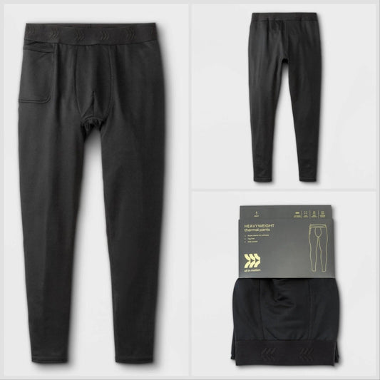 All in Motion Mens Heavyweight Thermal Pants Black- CHOOSE SIZE
