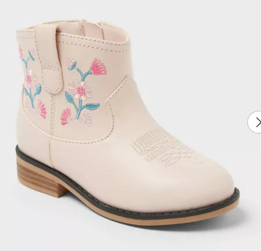Cat & Jack Toddler Whitley Embroidered Western Boots Blush - Size 11