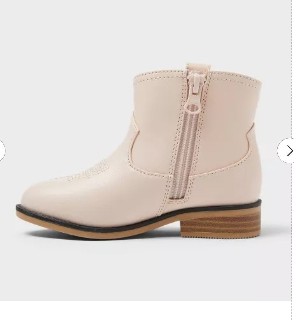 Cat & Jack Toddler Whitley Embroidered Western Boots Blush - Size 11