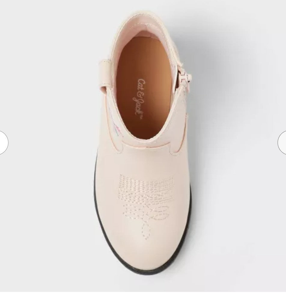 Cat & Jack Toddler Whitley Embroidered Western Boots Blush - Size 11