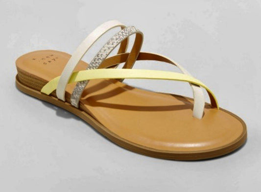 Women's Jasmine Strappy Sliver Wedge Sandals Yellow - A New Day - CHOOSE SIZE