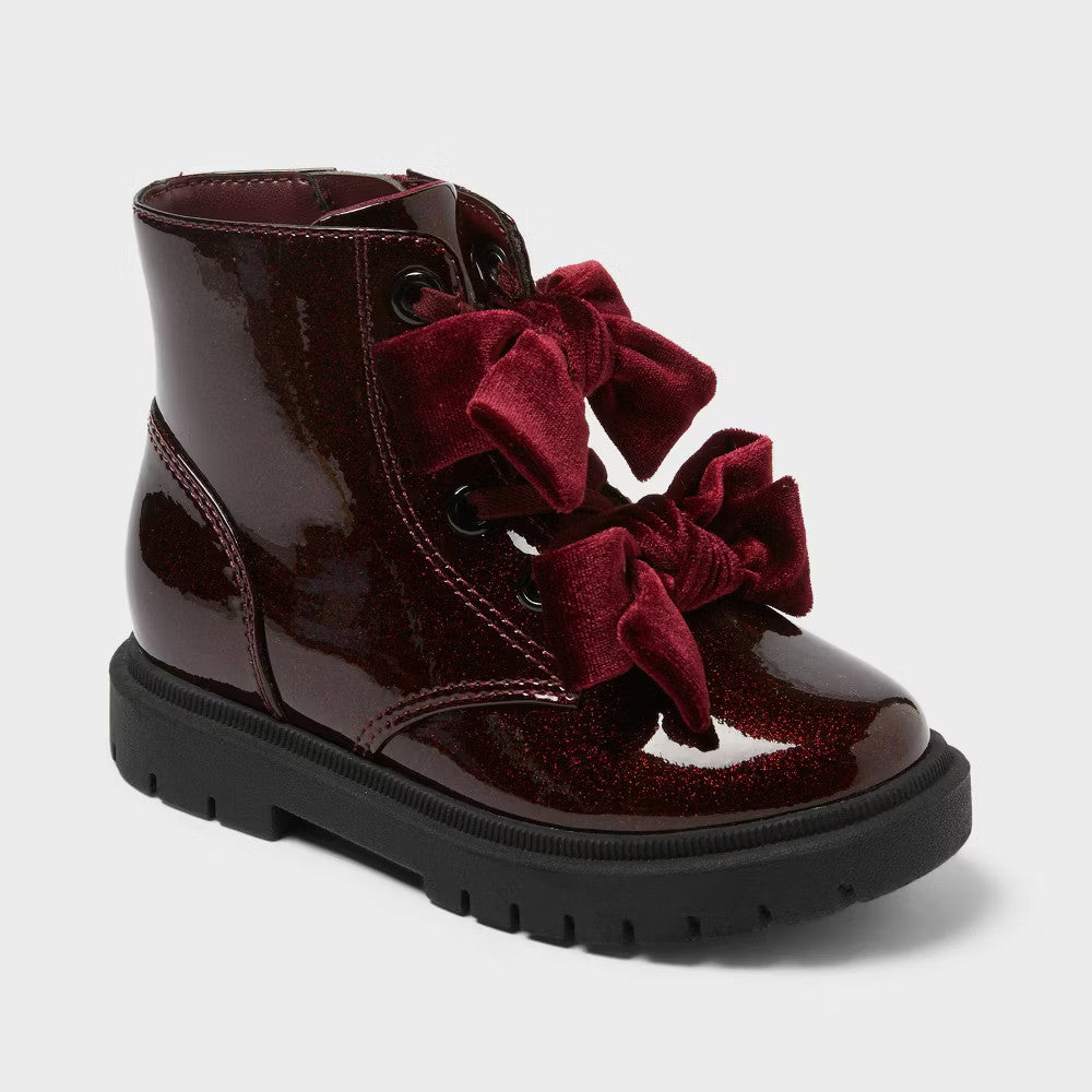 Toddler Estes Shimmer Combat Boots Burgundy - Cat & Jack - CHOOSE SIZE