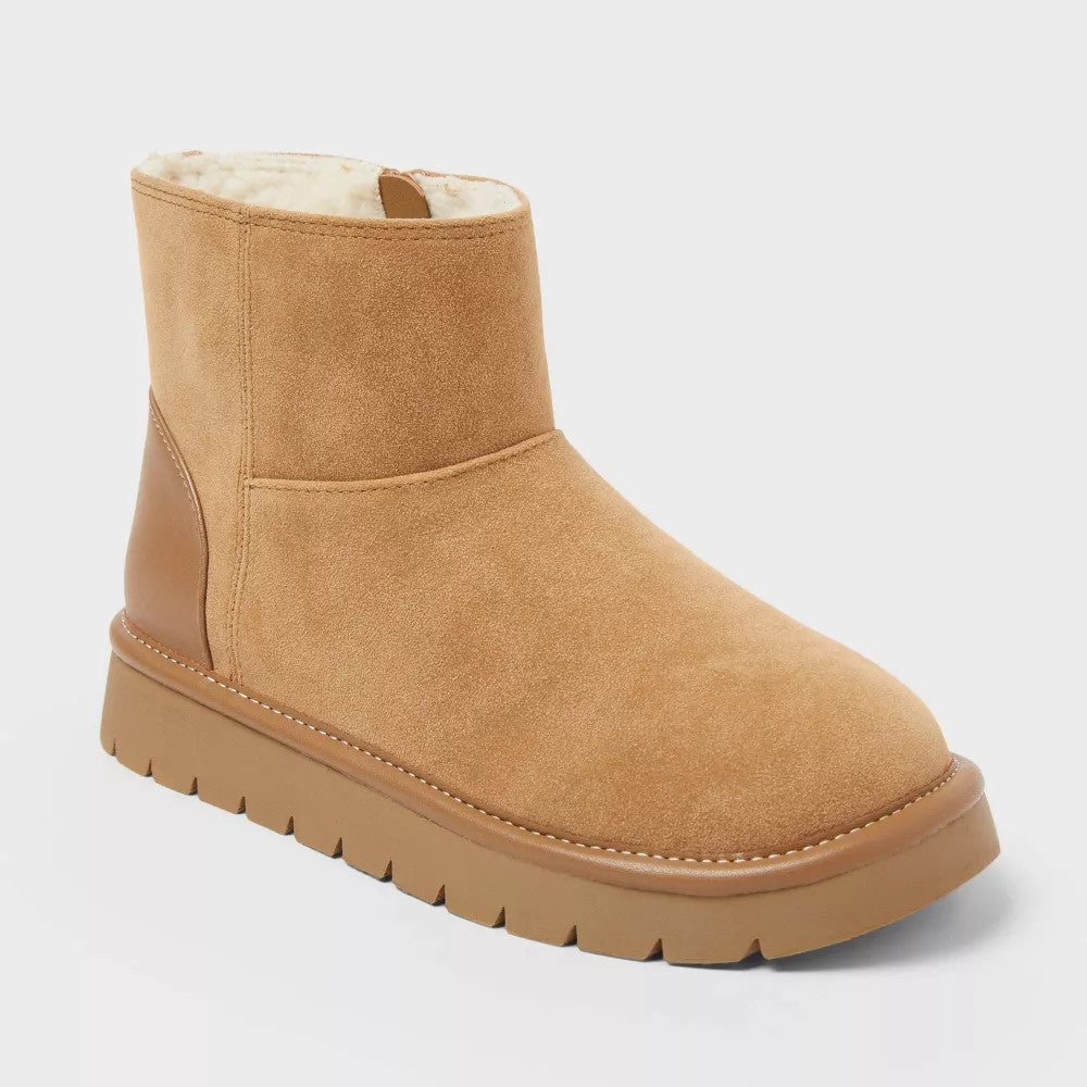 Cat & Jack Girl's Honor Faux-Suede Style Boots  Cognac - Size 13