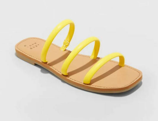Women's Wren Triple Strap Sandals Yellow - A New Day - CHOOSE SIZE