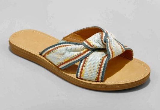 Women's Melody Knotted Slide Sandals Teal - Universal Thread - Size 7