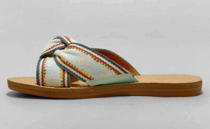 Women's Melody Knotted Slide Sandals Teal - Universal Thread - Size 7
