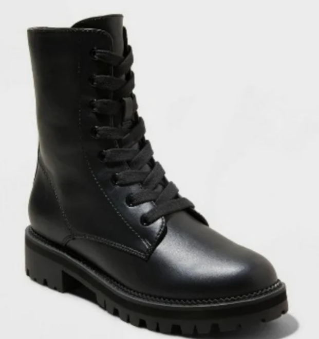 A New Day Women's Saylor Lace-Up Combat Boots Black - Size 13