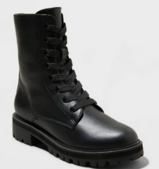 A New Day Women's Saylor Lace-Up Combat Boots Black - Size 13
