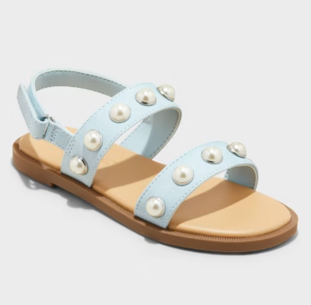 Cat & Jack Toddler Girls Selene Pearl Sandals Light Blue- CHOOSE SIZE