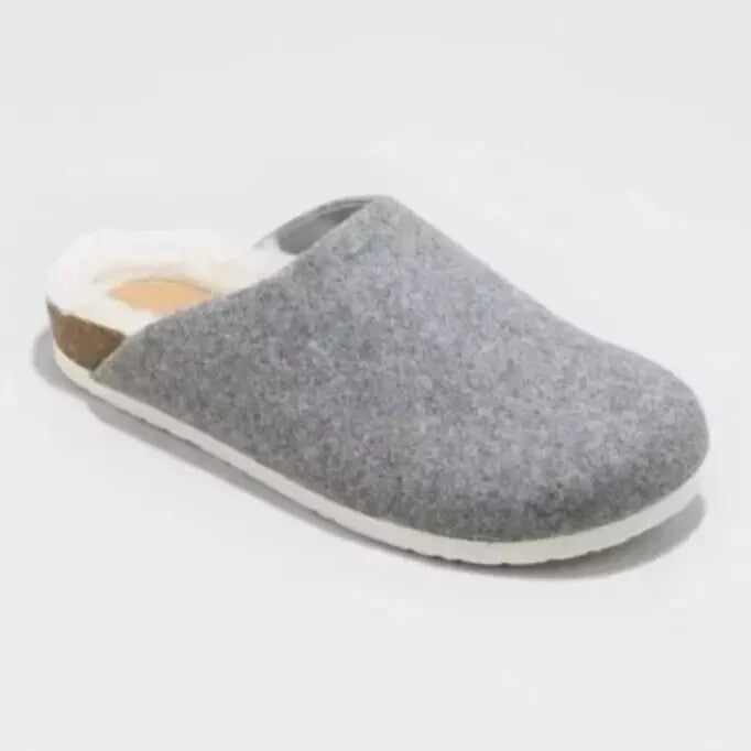 Universal Thread Women's Bev Flats w/Fur Mules Slip On Gray Slippers - CHOOSE SIZE
