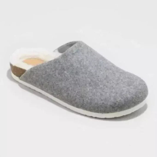 Universal Thread Women's Bev Flats w/Fur Mules Slip On Gray Slippers - CHOOSE SIZE