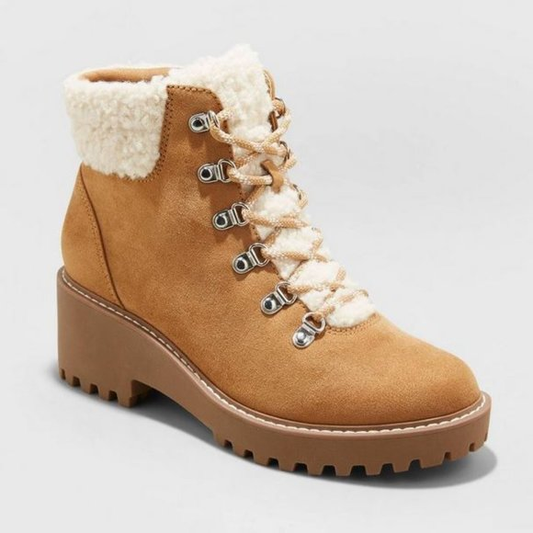 Universal Thread Women's Leah Sherpa Hiker Boots Cognac - CHOOSE SIZE