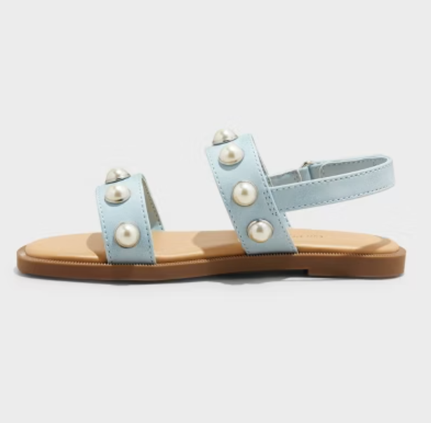 Cat & Jack Toddler Girls Selene Pearl Sandals Light Blue- CHOOSE SIZE