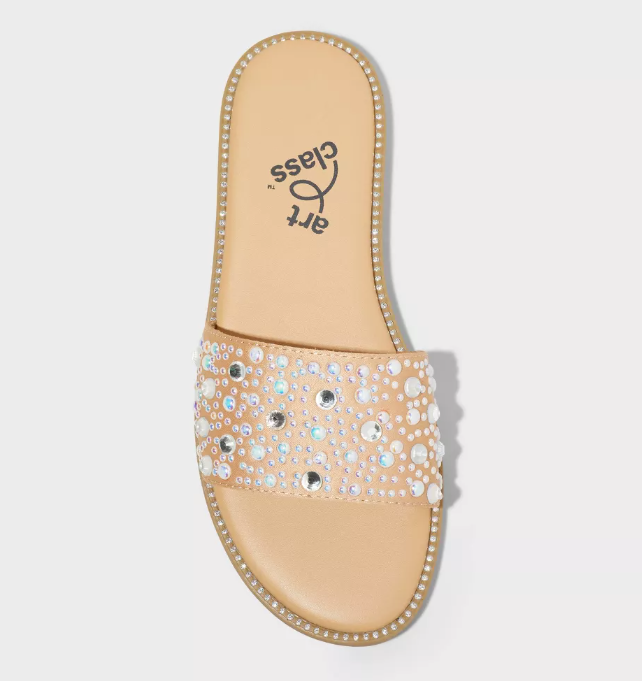Kids' Heather Embellished Slide Sandals Tan - Art Class