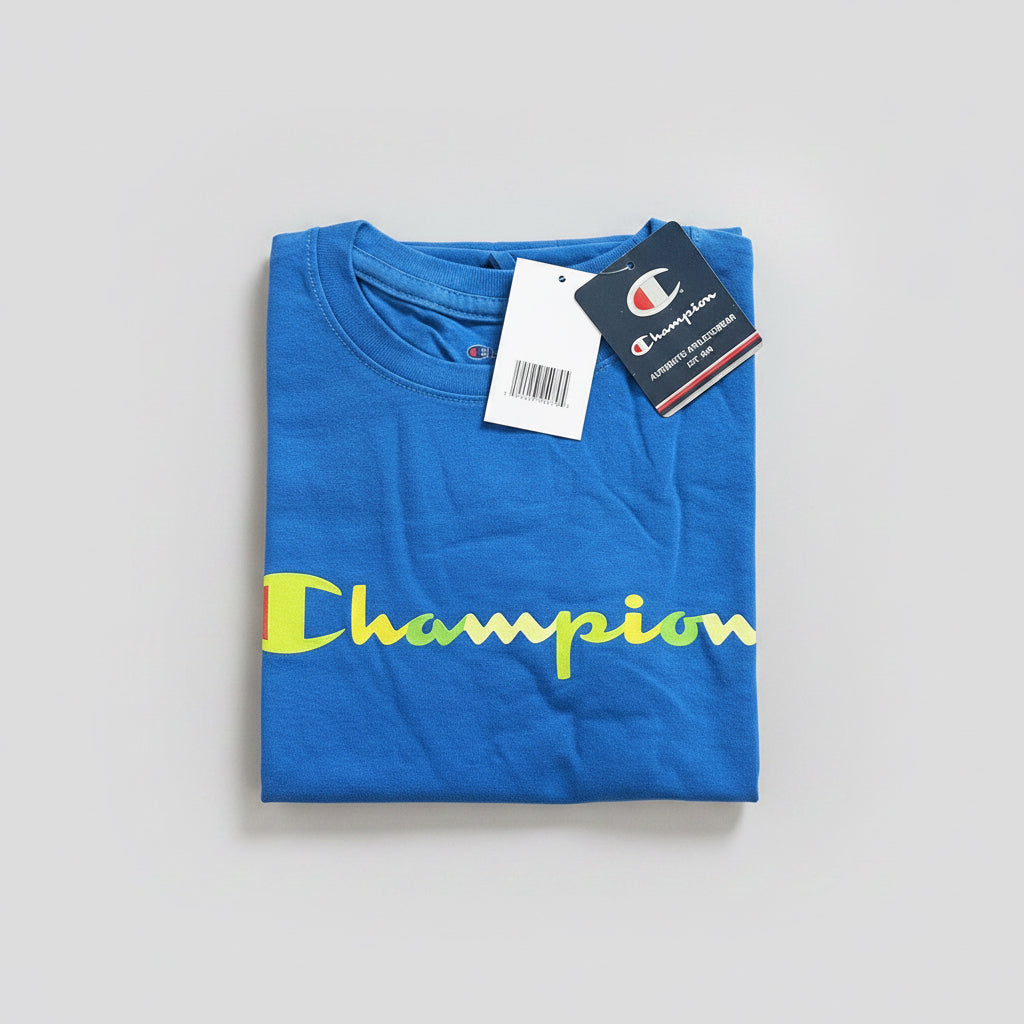 Boys Logo-Print Casual Bozetto Blue Active Wear T-shirt - Champion - CHOOSE SIZE