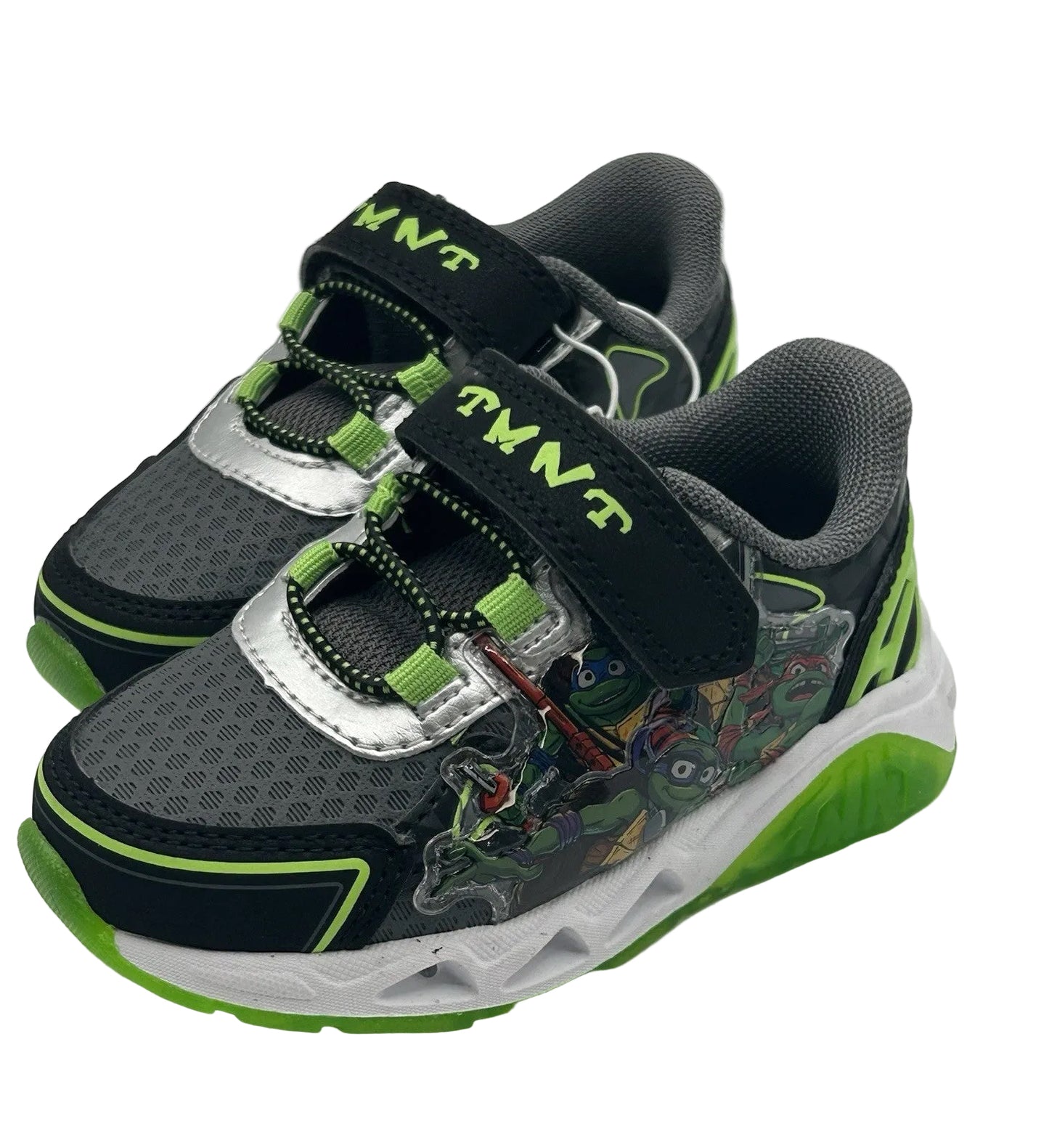 Teenage Mutant Ninja Turtles Boys Light Up Sneakers  Gray Black - Size 7