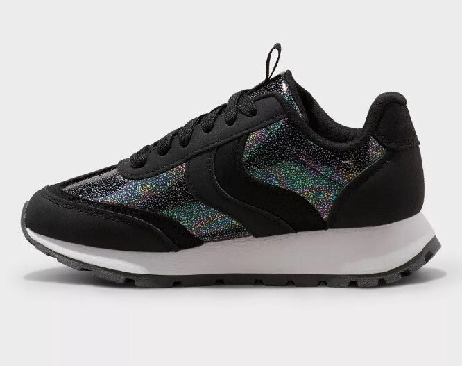 Kids' Ellison Lace-Up Sneakers Iridescent Black - Cat & Jack - Size 1
