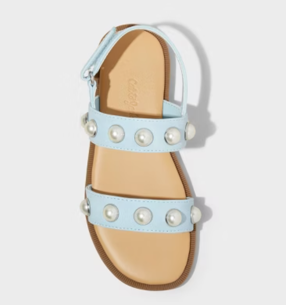 Cat & Jack Toddler Girls Selene Pearl Sandals Light Blue- CHOOSE SIZE