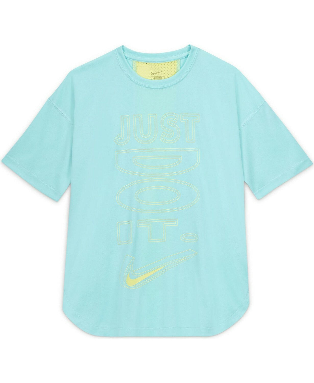 Nike Dri-FIT Big Girls Short-Sleeve Training Shirt Turquoise/Lime- Choose Sz