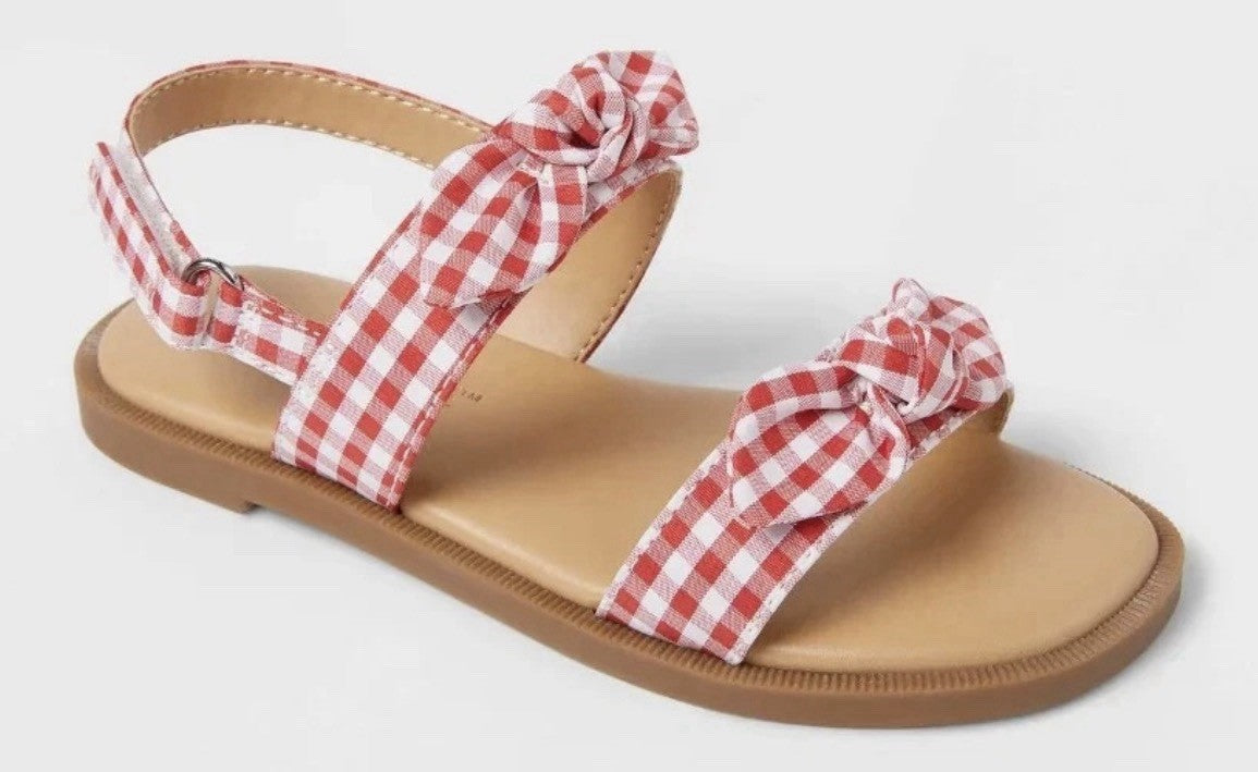Cat & Jack Toddler's Lillie Gingham Open Toe Sandals Red-CHOOSE SIZE