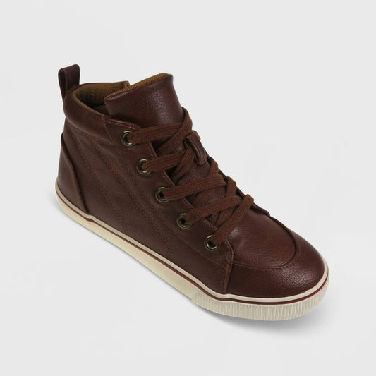 Boys' Florian Lace-Up Zipper Sneakers Brown - Cat & Jack - Size 1