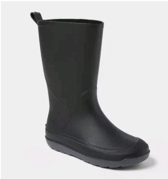 Cat & Jack Kids Andy Rain Boots Waterproof Pull On Flexible Sole Black  - Size 2