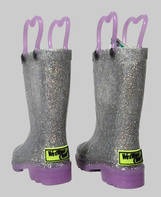 Western Chief Toddler Abby Glitter Silver Boots - size 12