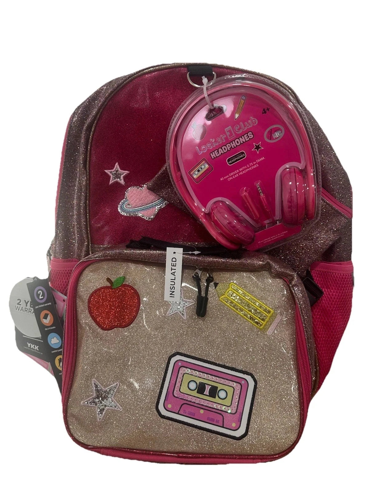Locker Club Kids' 16L Kids Backpack with Lunch Box Headphone - Red/Gray