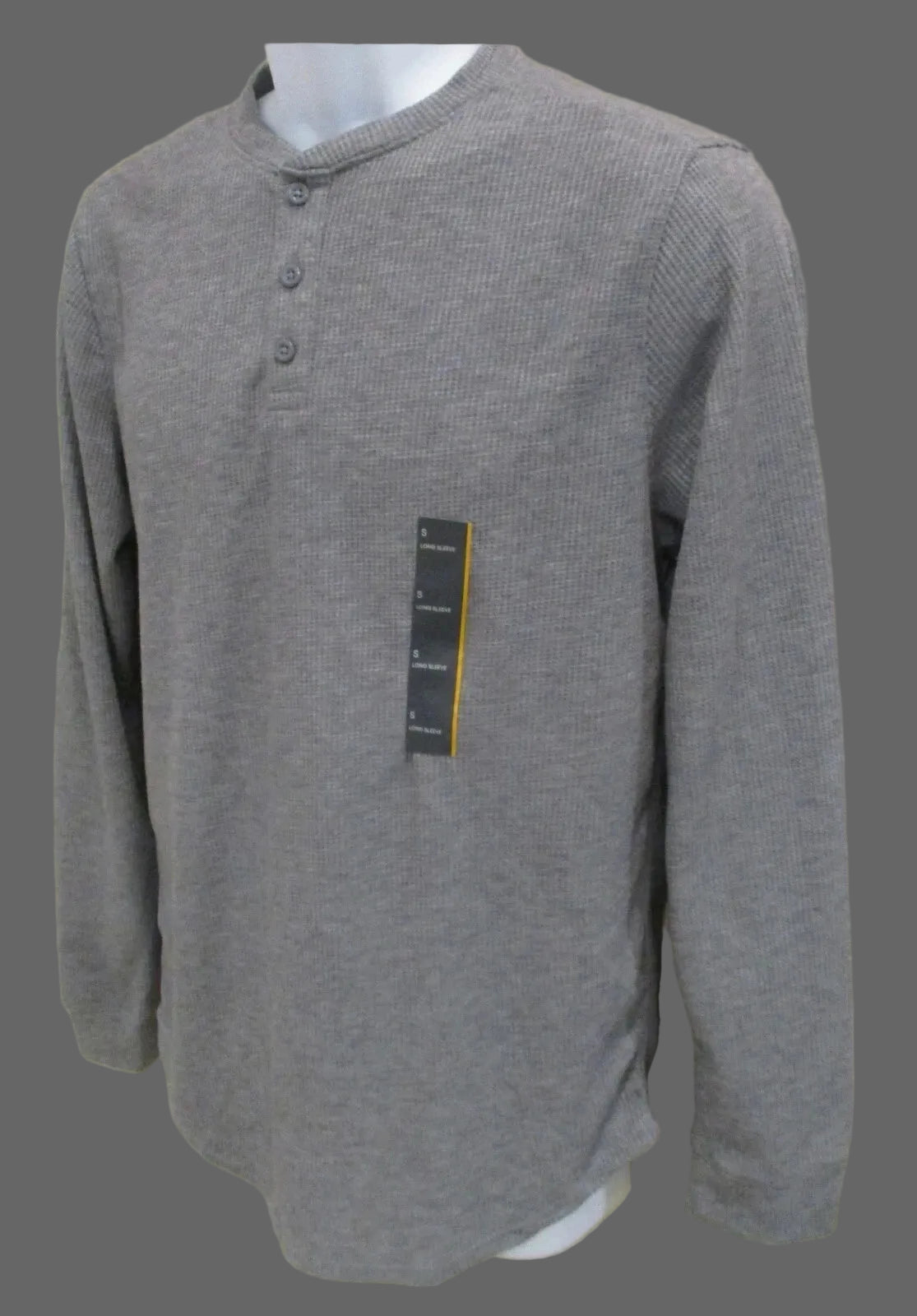 Men's Waffle Knit Long Sleeve 3 Button Henley Shirt All in Motion Grey -Choose size