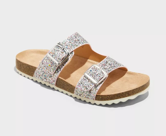 Cat & Jack Kids' Drew Footbed Sandals Silver - CHOOSE SIZE